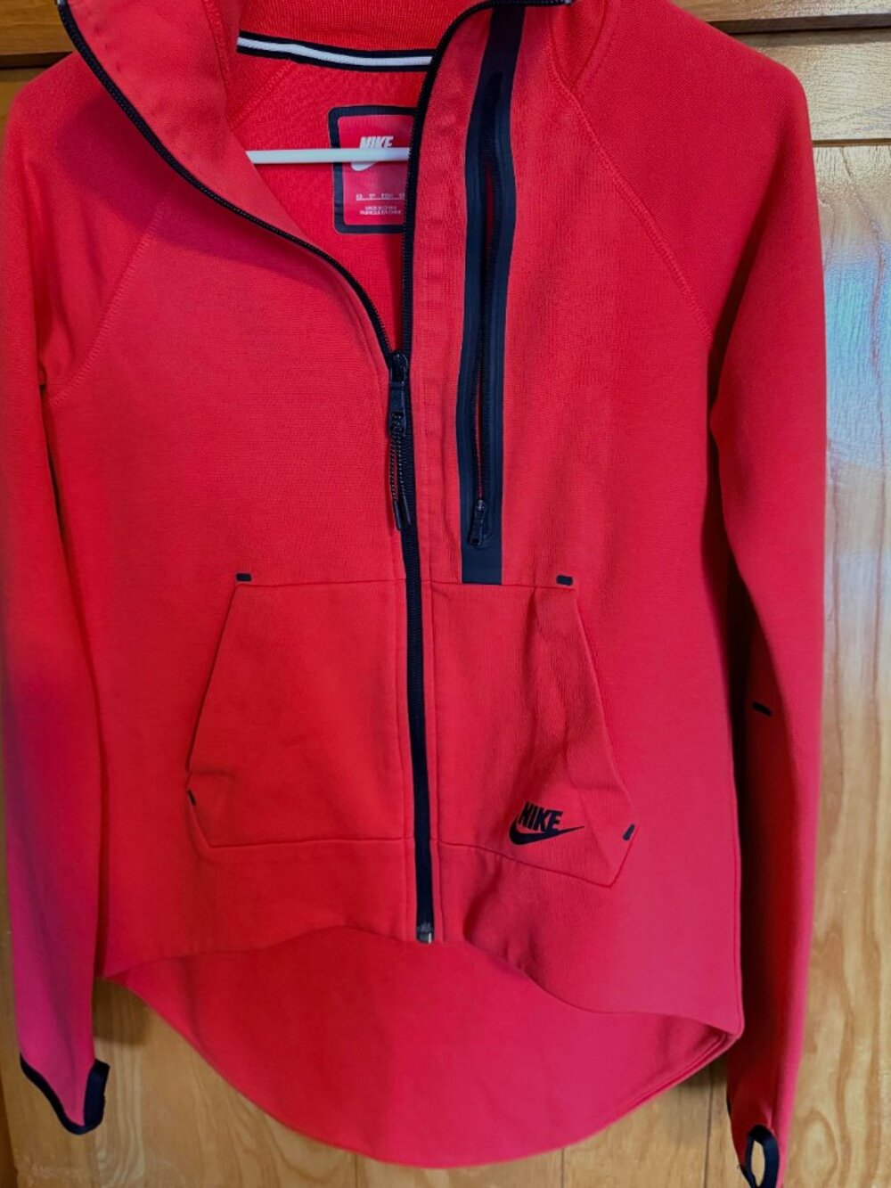 Nike Women's Sportswear Tech Fleece Moto Cape Jacket in "Daring Red", Size XS - Picture 9 of 12